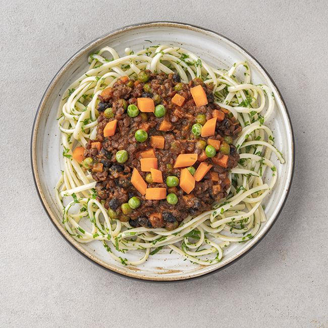 Lentil Bolognese With Parsley Pepper Linguine
